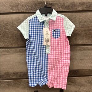 Crown & Ivy Kids Multicolor Gingham Button-Down Romper NWT